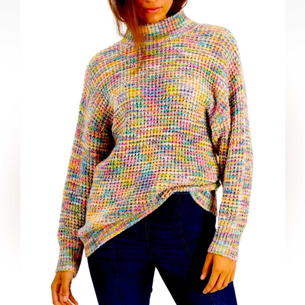 Sugar Moon Chunky Waffle Knit Multicolor Women's Sweater